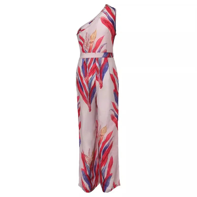 Macacão Feminino Ombro Único Estampa Floral