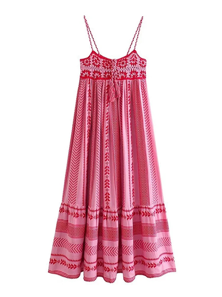 Vestido Maxi Feminino Bordado Sem Mangas-0