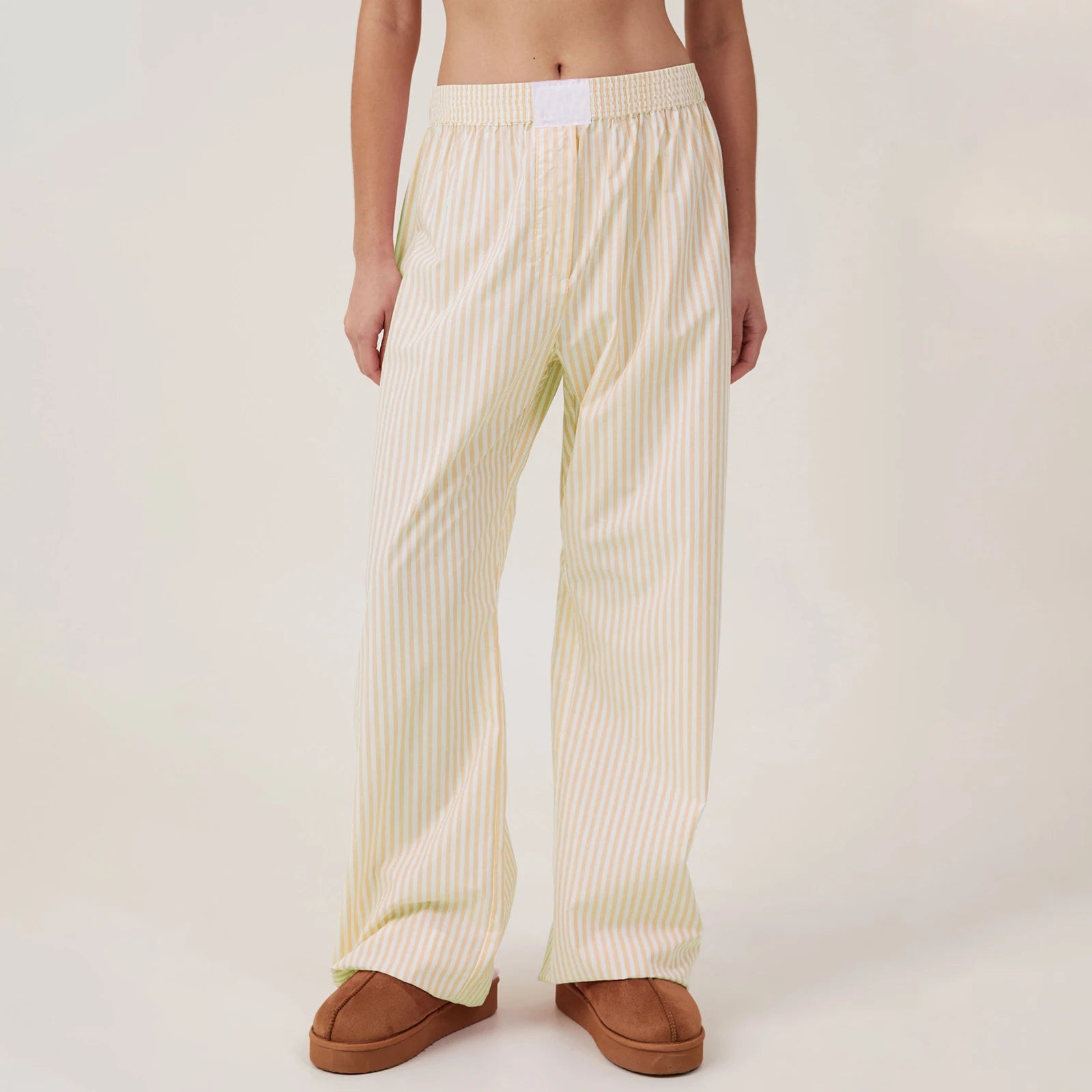 Calça lounge listrada Hirigin feminina, casual solta, cintura elástica, calças compridas com pernas largas, streetwear retrô, verão e primavera