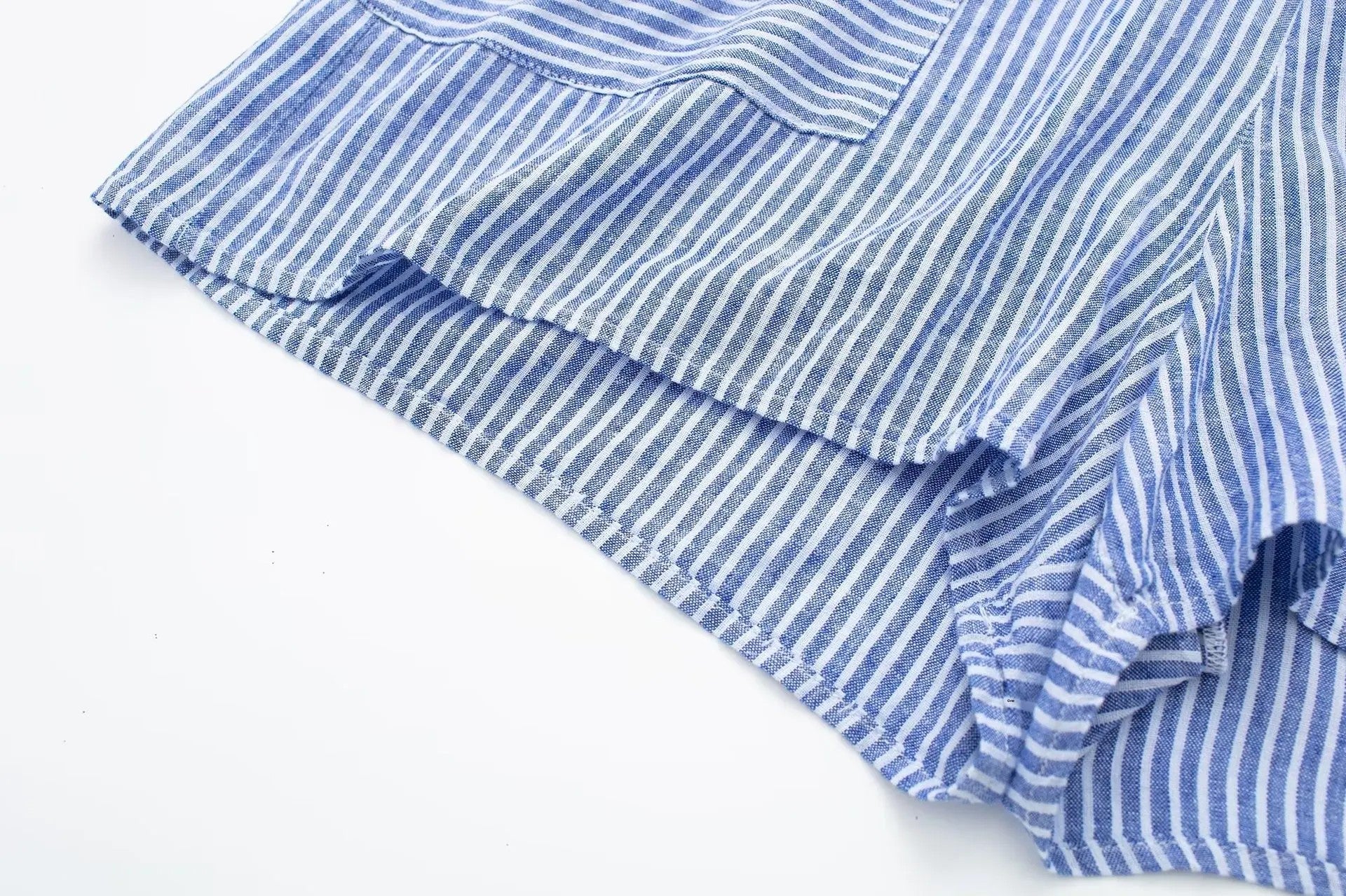 Macaquinho Feminino de Canhãmo Listrado Azul