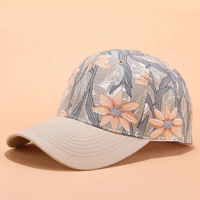 Flor impressão mulheres boné de beisebol feminino ajustável snapback chapéu verão moda ao ar livre sol viseiras senhoras gorro casquette gorras