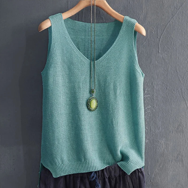 Blusa Feminina Sem Mangas com Gola V
