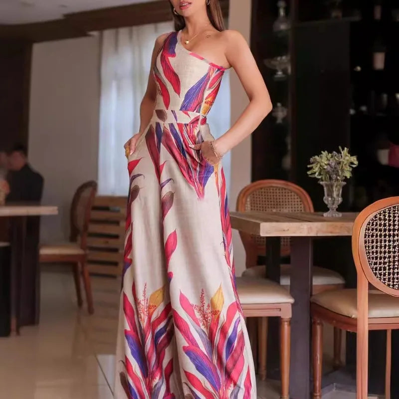 Macacão Feminino Ombro Único Floral 2024-0