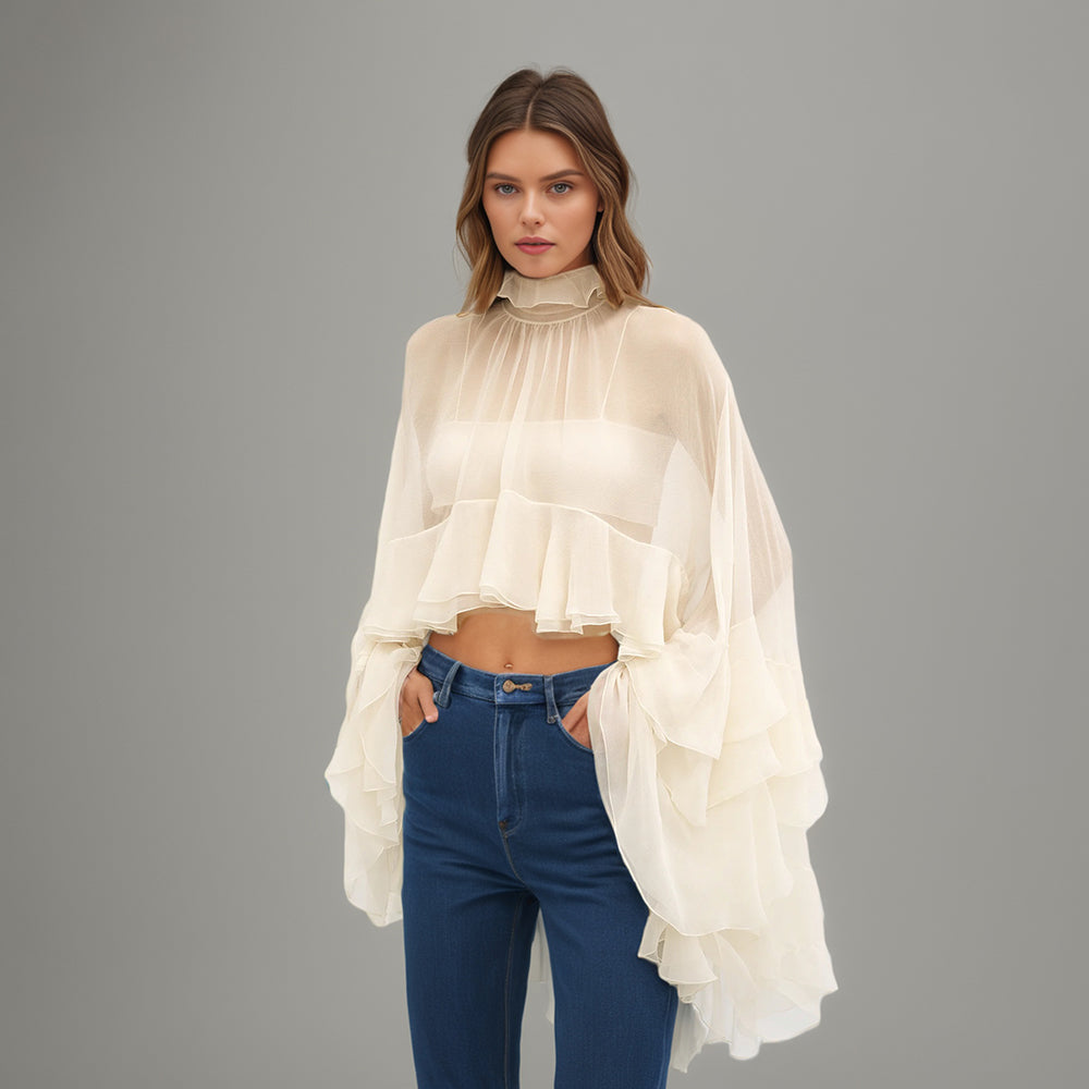 Blusa Francesa com Babados Elegantes