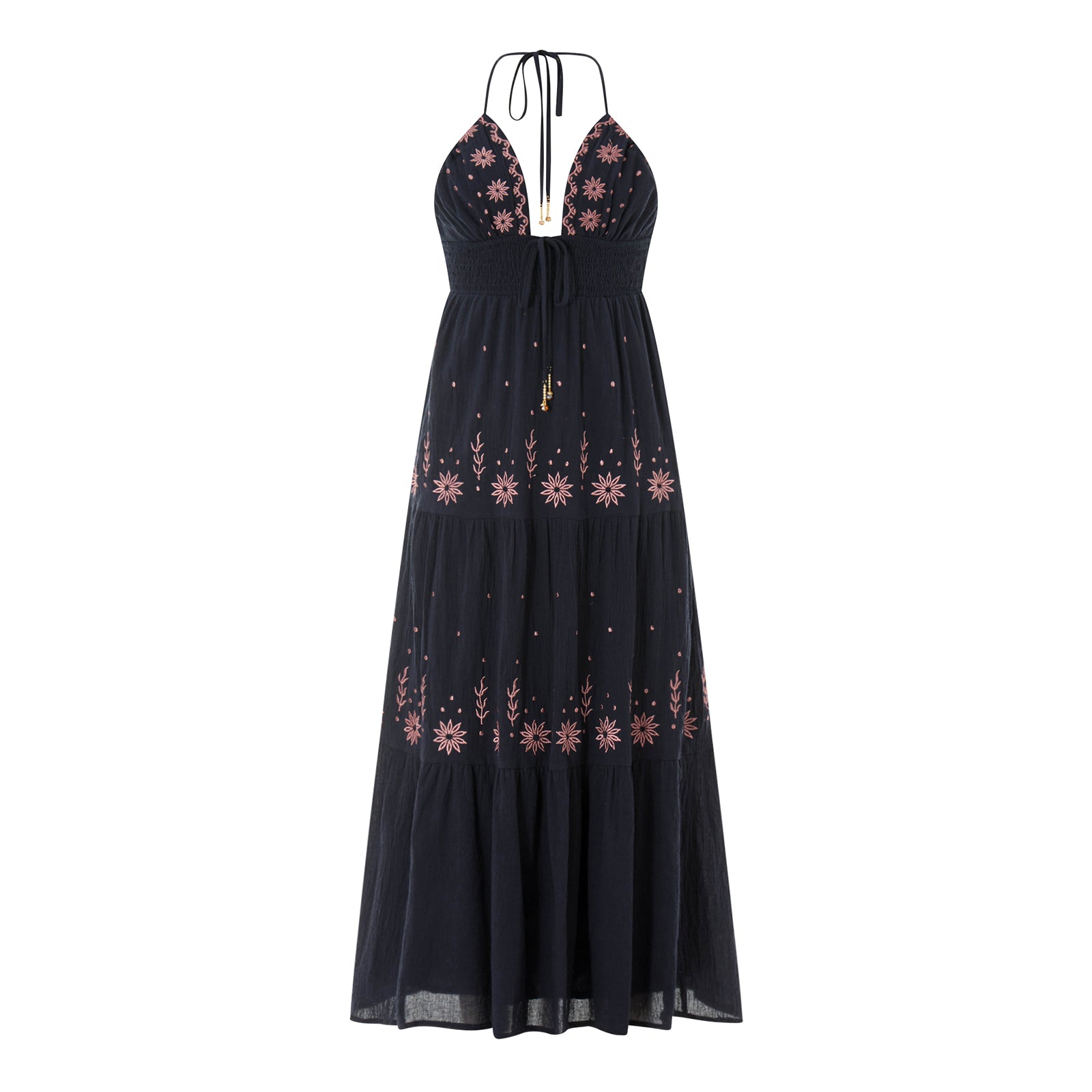 Vestido Longo Feminino com Bordado Floral
