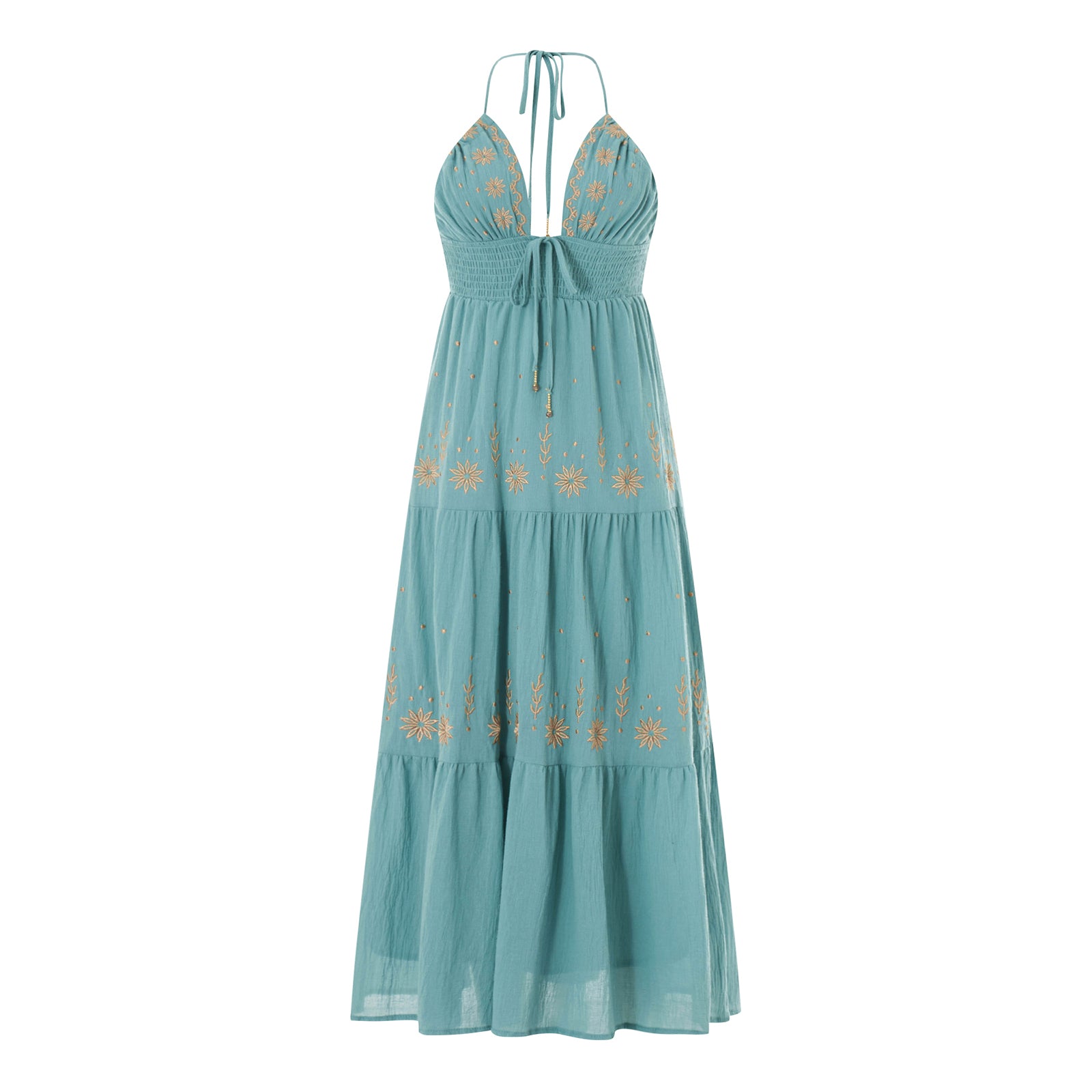 Vestido Longo Feminino com Bordado Floral