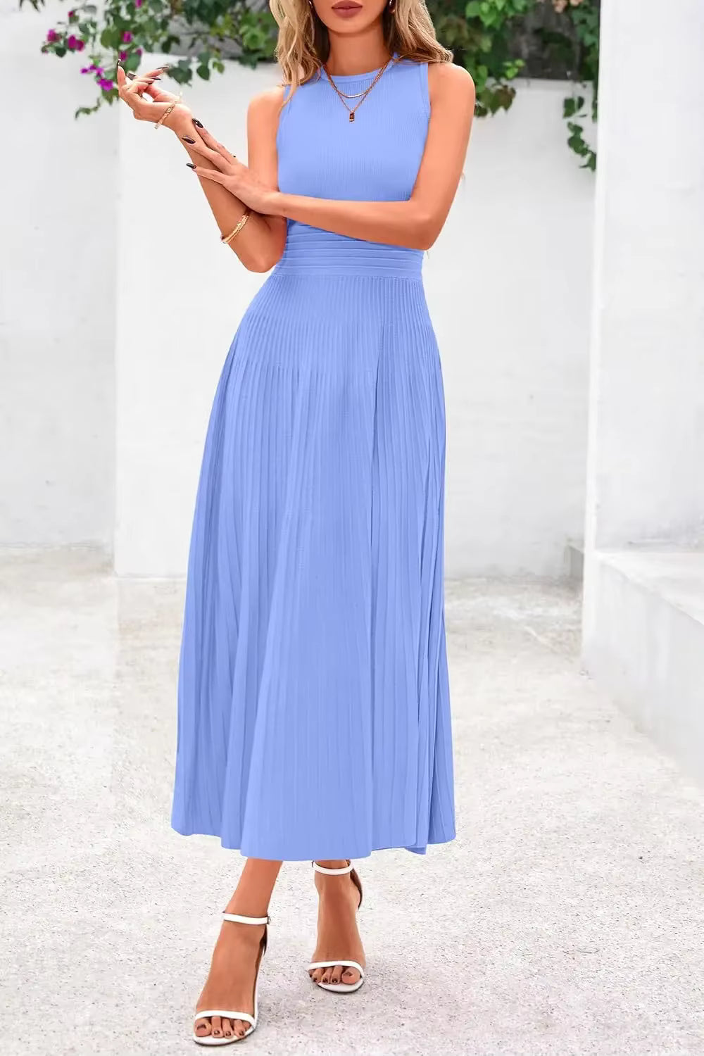 Vestido Casual Midi Sem Mangas Marseille