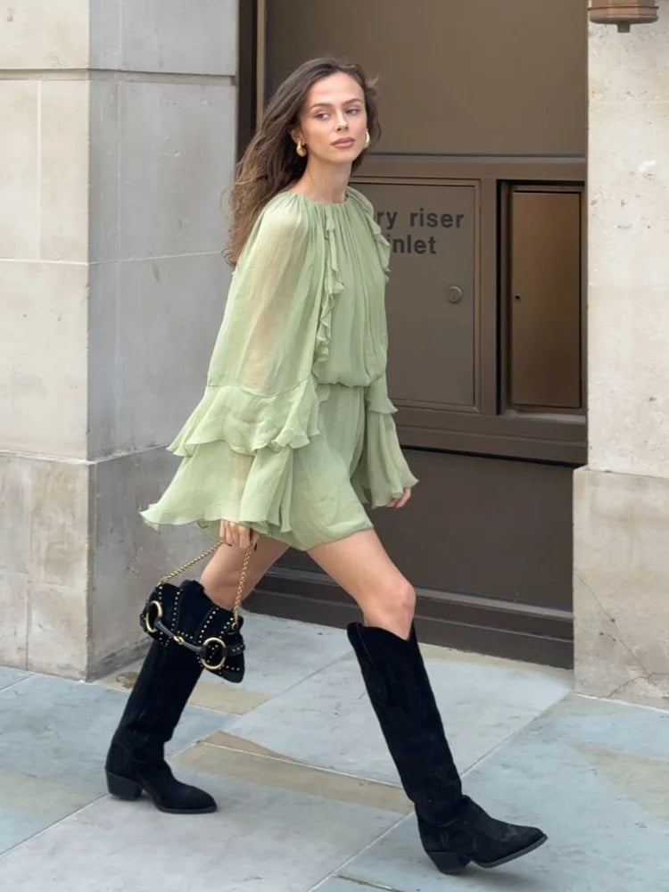 Vestido Boho Aurora Pistache