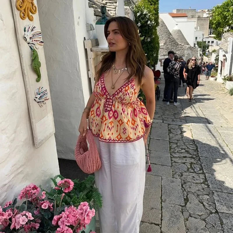 Blusa Regata Estampada com Alças Elegante