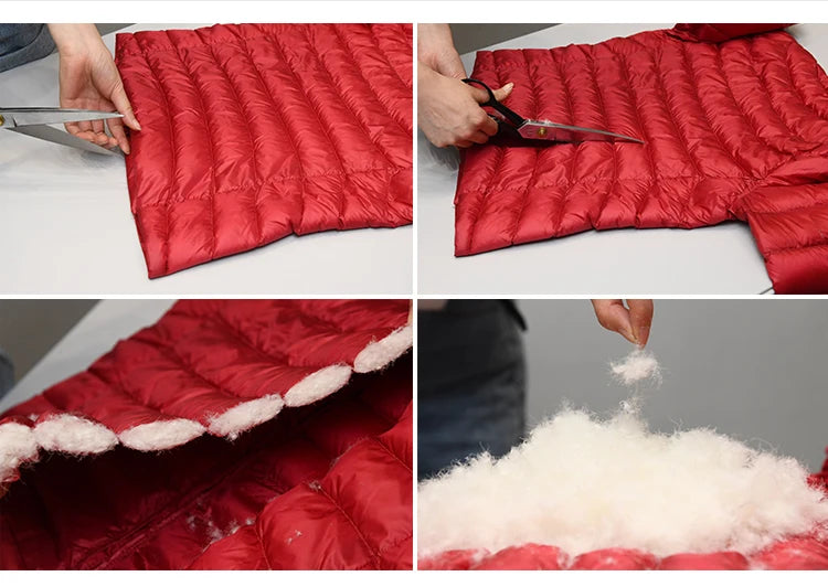 90% ultra-leve fino para baixo jaqueta feminina outono inverno dupla face curto quente pato branco para baixo casaco parka feminino portátil outerwear
