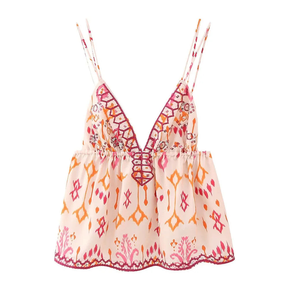 Blusa Regata Estampada com Alças Elegante