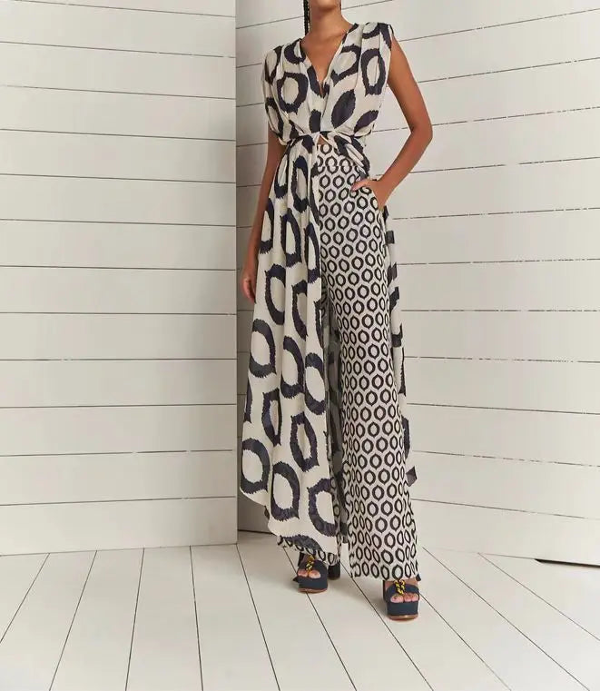 Conjunto Boho Feminino Elegante com Estampas Geométricas
