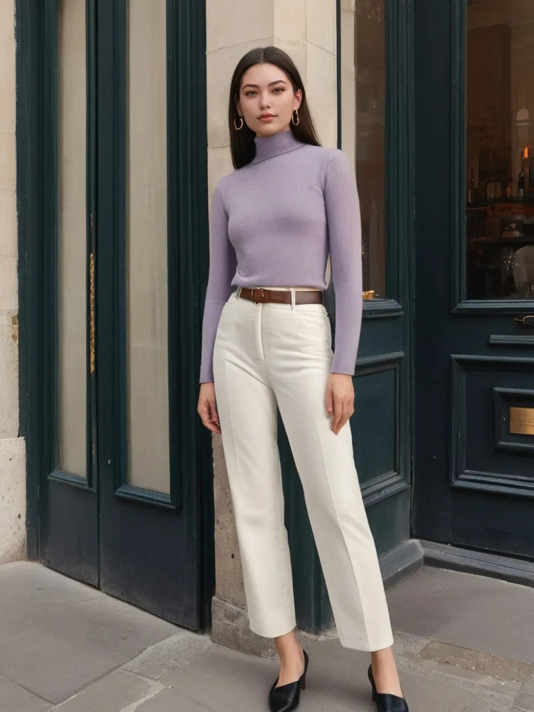 Suéter Feminino de Gola Alta em Malha