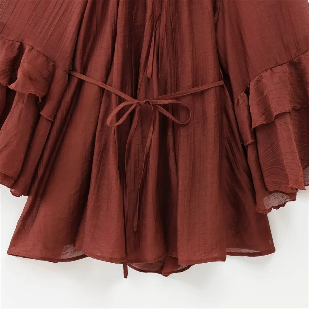 2025 moda nova feminina casual design elegante com estilo europeu e americano versátil manga longa plissado borda vestido