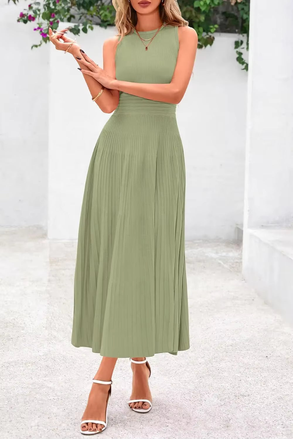 Vestido Casual Midi Sem Mangas Marseille