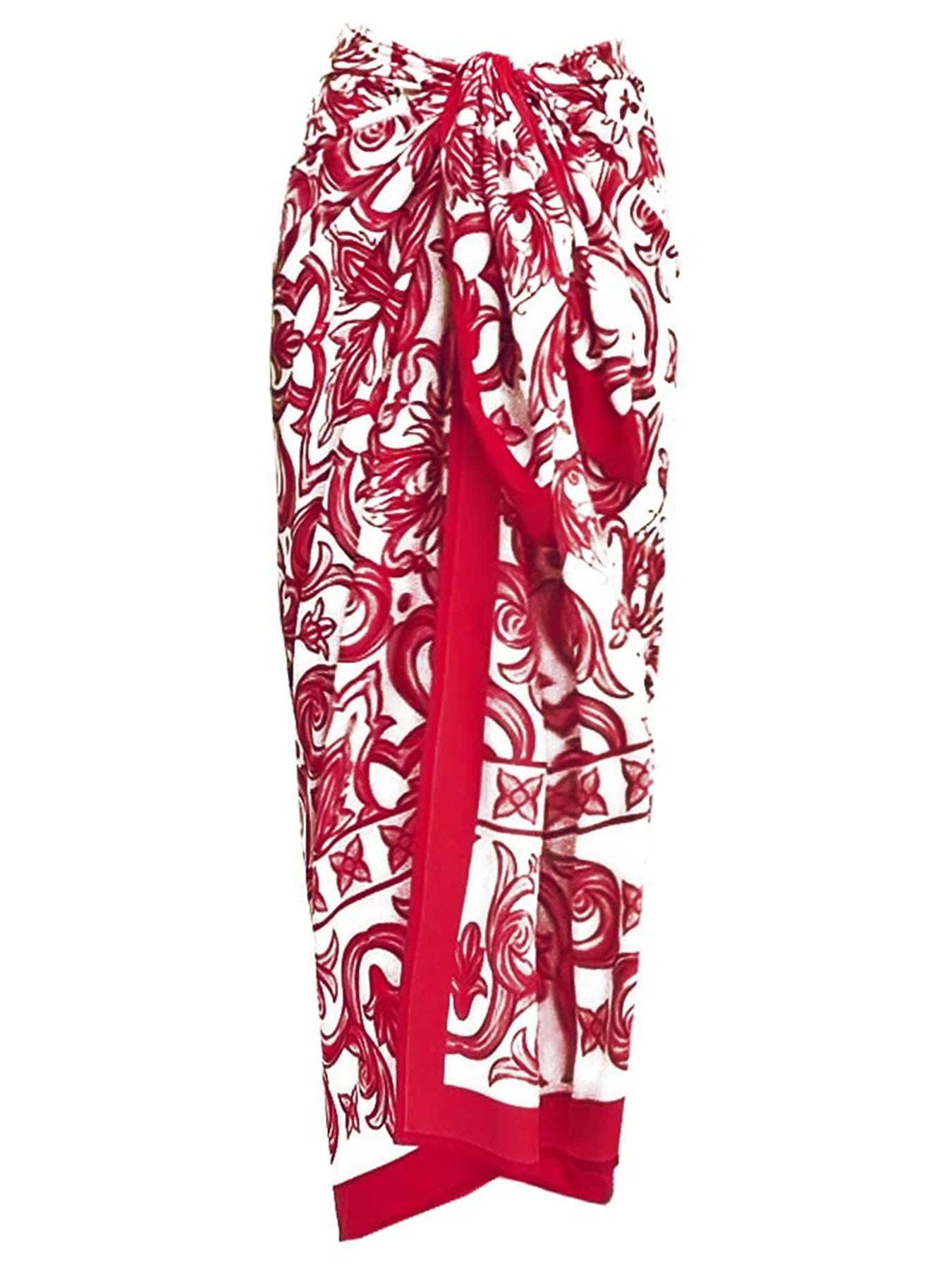 Maiô Étnico Estampado com Sarong Cintura Alta