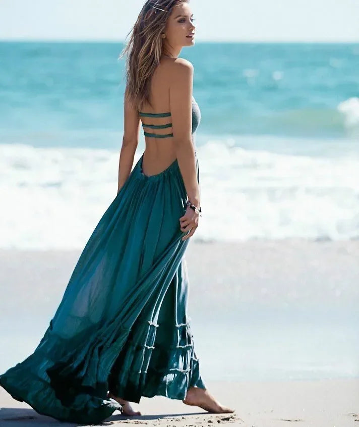 Vestido Maxi Boho Longo costas Zaia