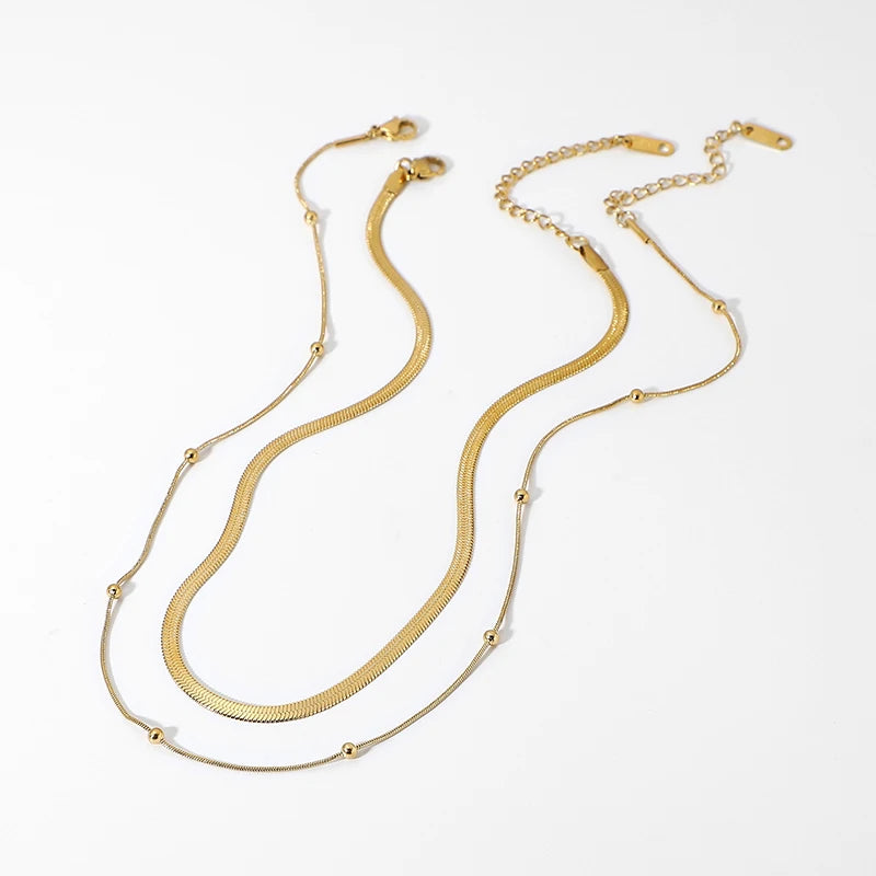 Colar Multicamadas Banhado a Ouro 14K