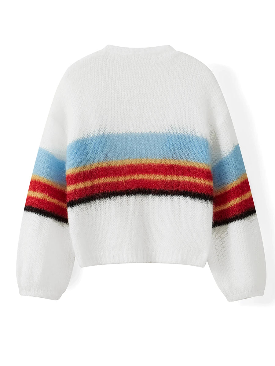 Cardigan Branco com Listras