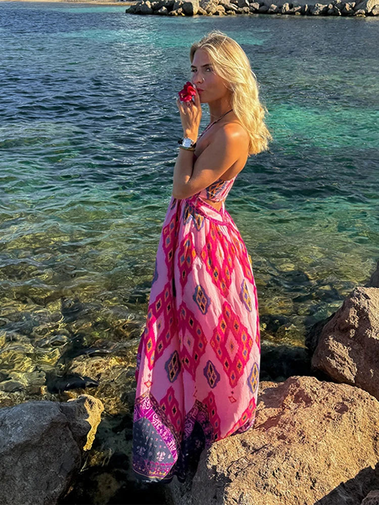 Vestido estampas geométricas Rosa