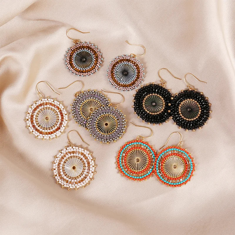 Produto Joya-Brincos coloridos para mulheres, Bohemia Hoop, brinco Dangle, artesanal, praia de verão - 1