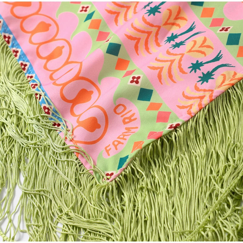 Vestido Midi Feminino de Ombro Único com Franjas