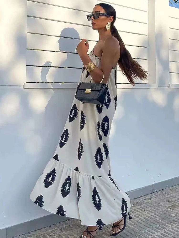 Vestido Midi Assimétrico com Estampa Elegante