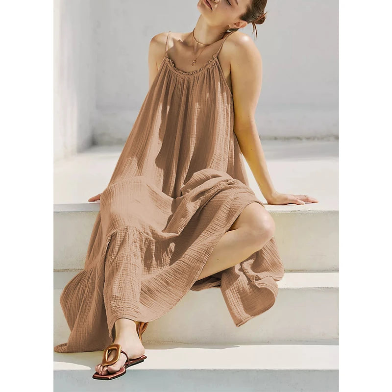 Vestido Longo Fluido de Algodão