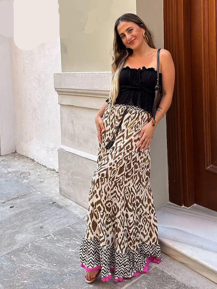 Saia Longa Boho com Estampa de Marmorizada