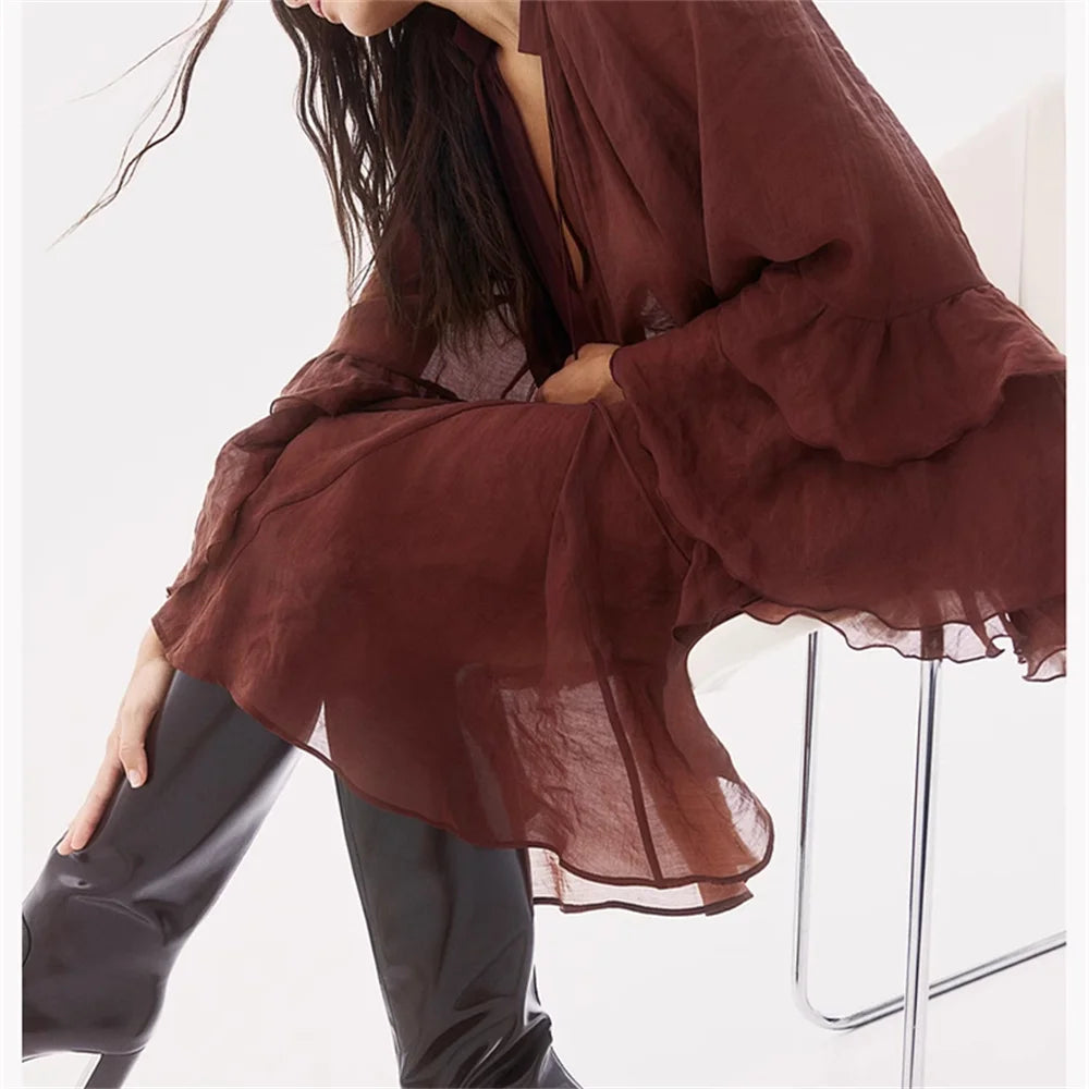 2025 moda nova feminina casual design elegante com estilo europeu e americano versátil manga longa plissado borda vestido