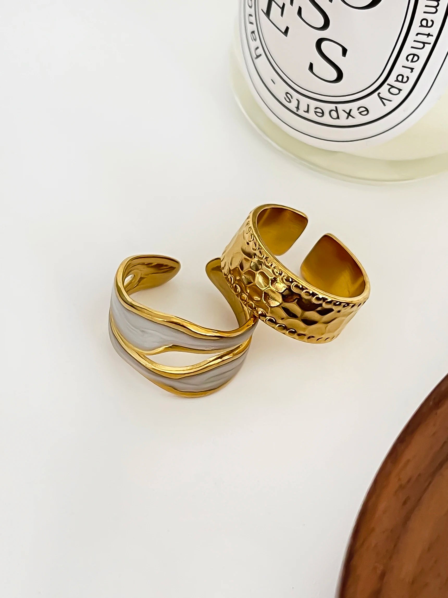 Anéis Ajustáveis Banhados à Ouro 18K