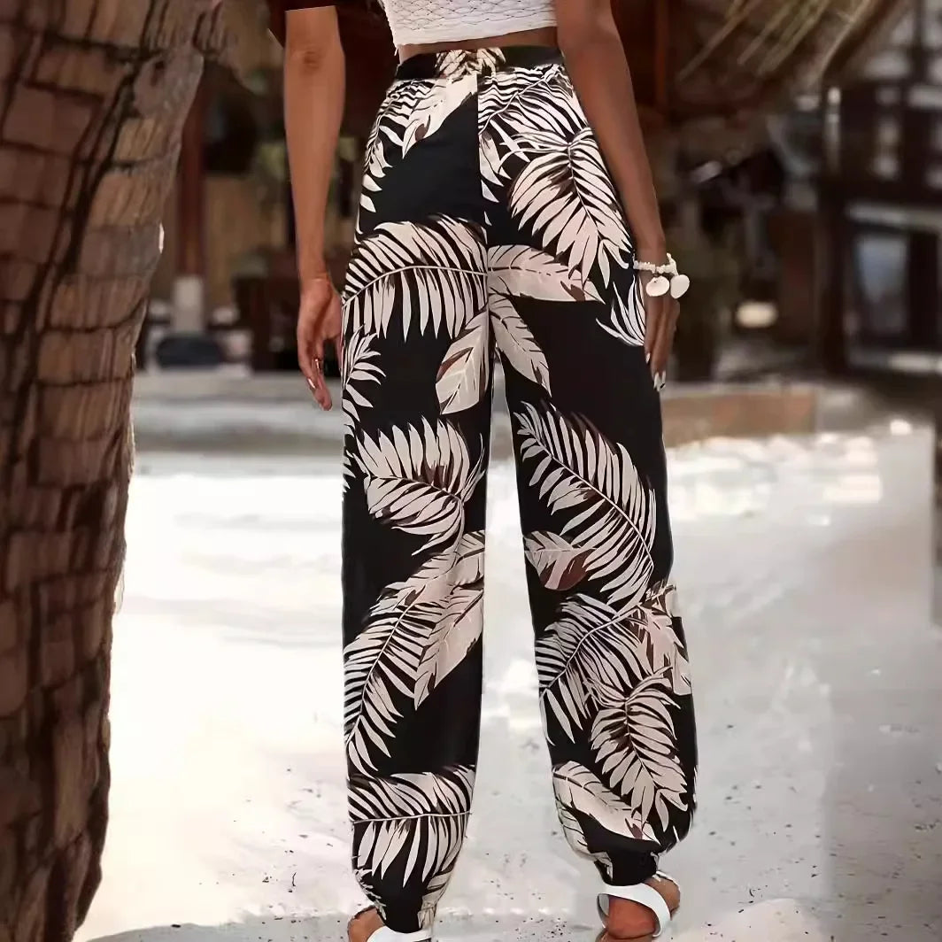 2024 novo estilo europeu padrão de folha calças casuais confortável cinto fino legging calças masculinas venda rápida produto amazon