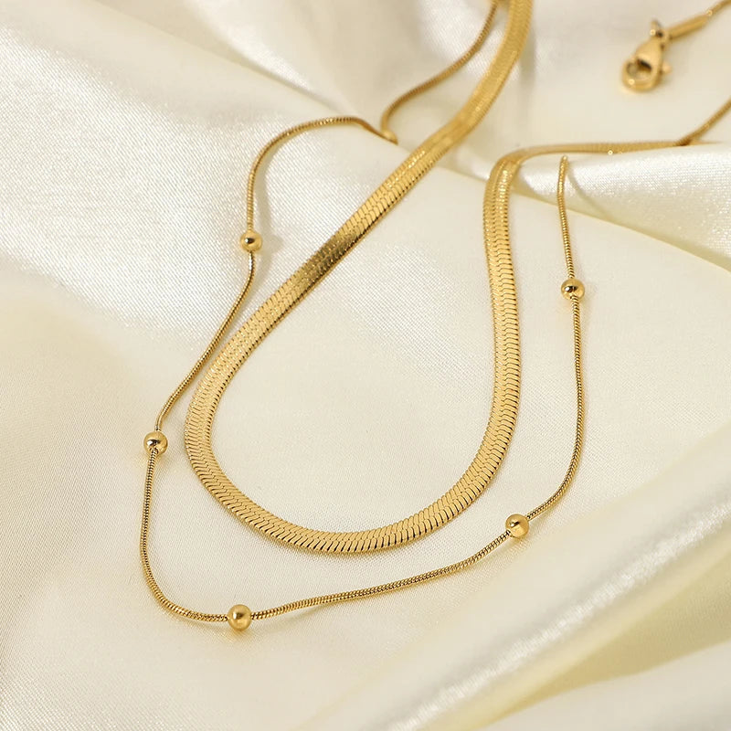 Colar Multicamadas Banhado a Ouro 14K