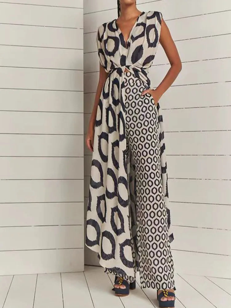 Conjunto Boho Feminino Elegante com Estampas Geométricas