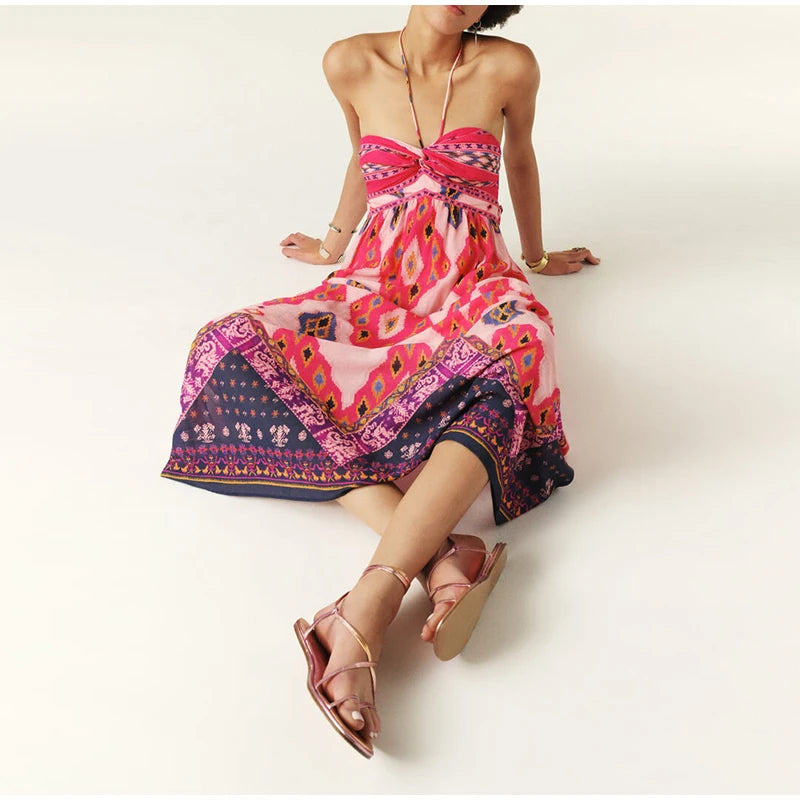 Vestido estampas geométricas Rosa