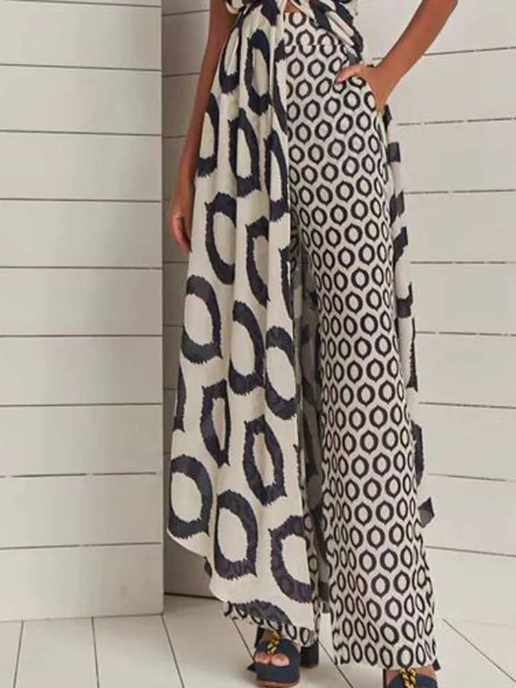 Conjunto Boho Feminino Elegante com Estampas Geométricas