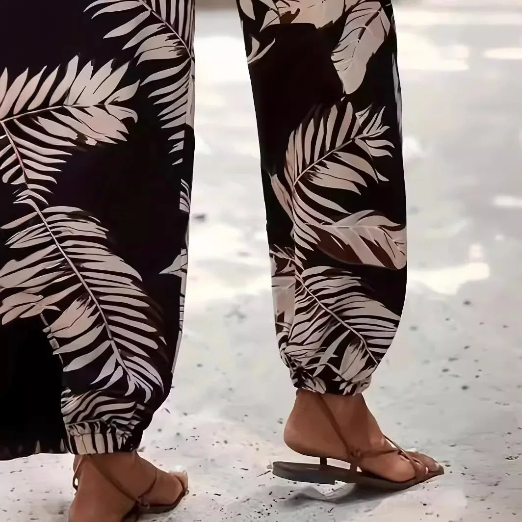 2024 novo estilo europeu padrão de folha calças casuais confortável cinto fino legging calças masculinas venda rápida produto amazon