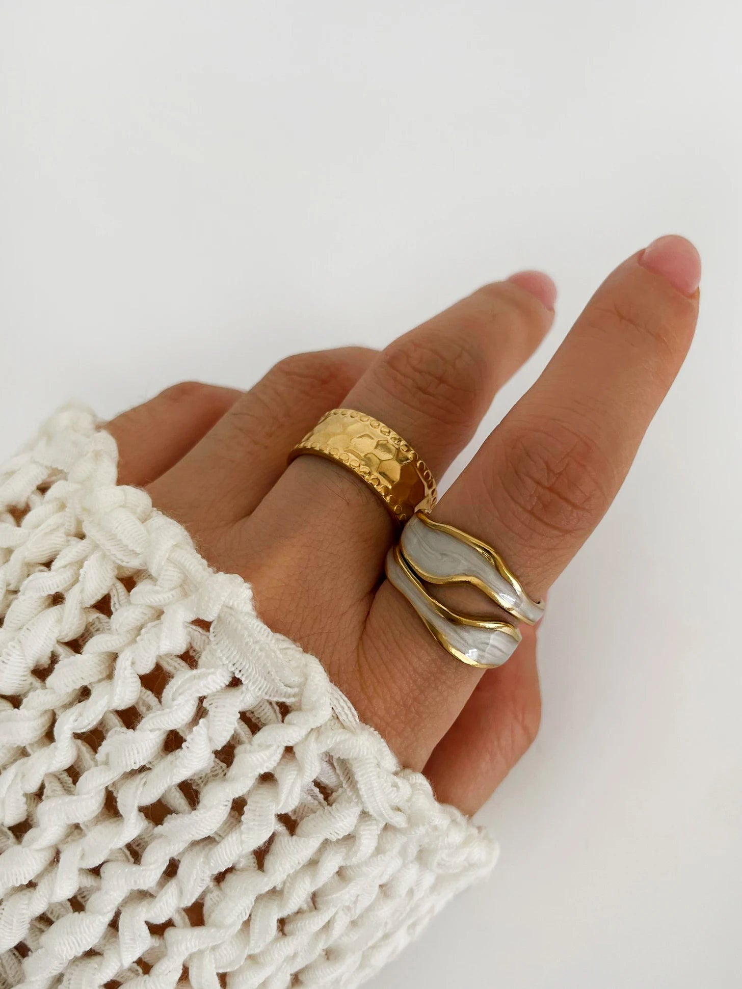 Anéis Ajustáveis Banhados à Ouro 18K