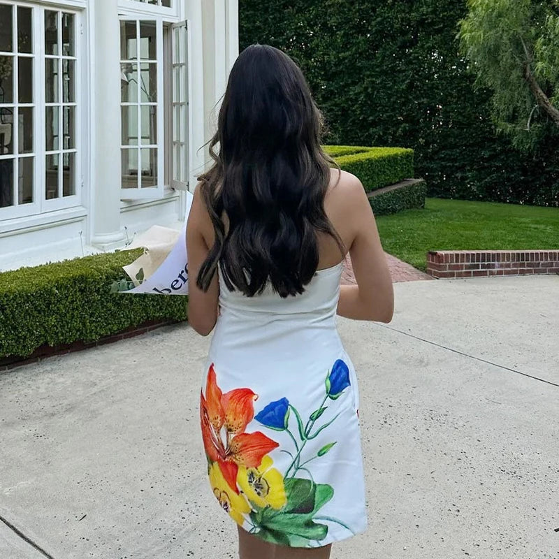 Vestido Branco Floral Sem Alças Analu