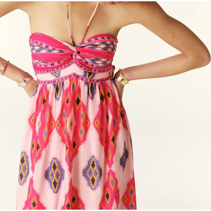 Vestido estampas geométricas Rosa