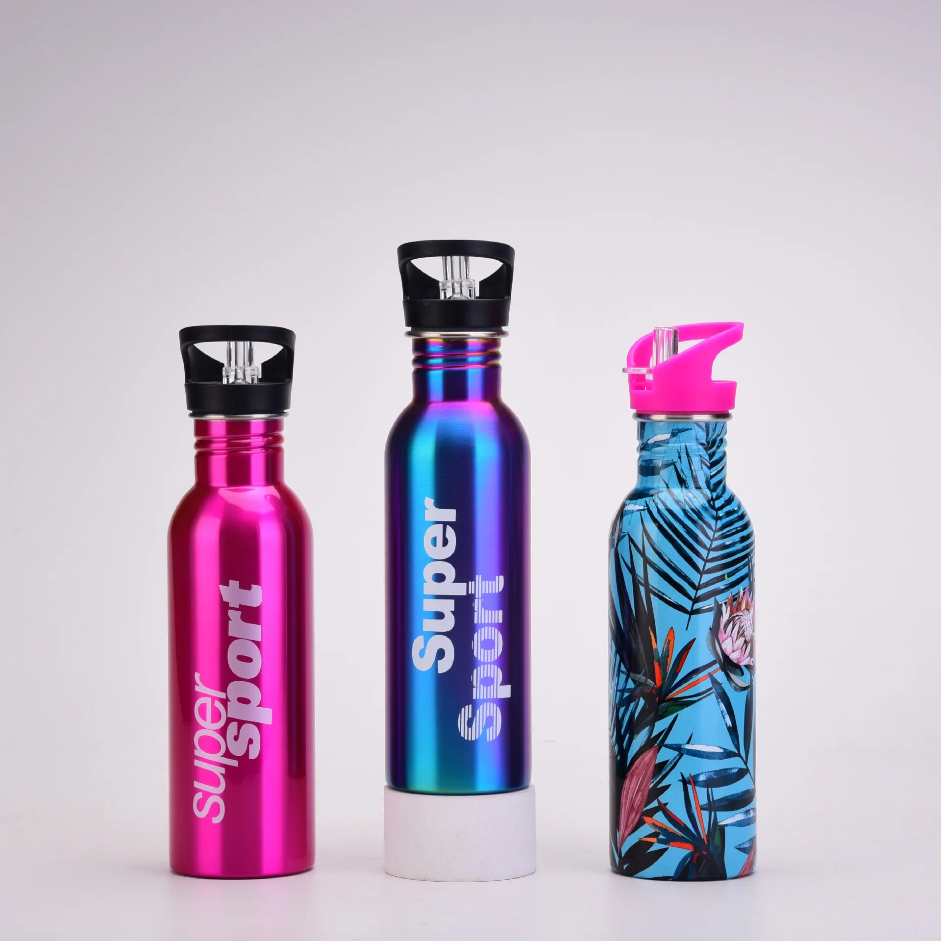 Tie-dye copo de aço inoxidável de camada única, esportes ao ar livre garrafa de água com palha, portátil, 2024