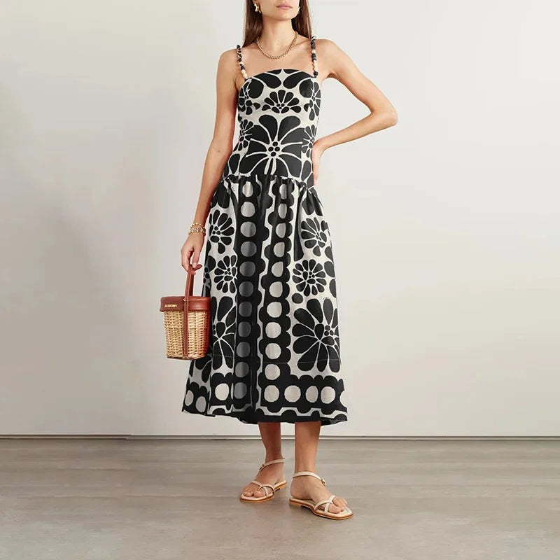 Vestido Luciana Floral de Verão com Alças Spaghetti