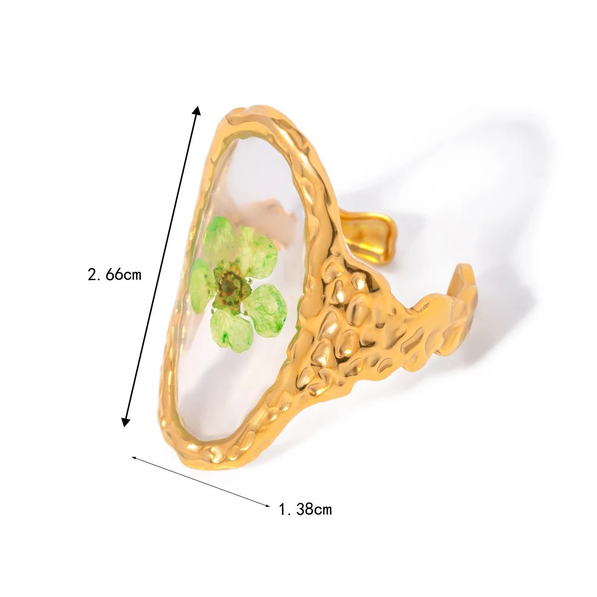 Anel Flores Ajustável Banhado à ouro