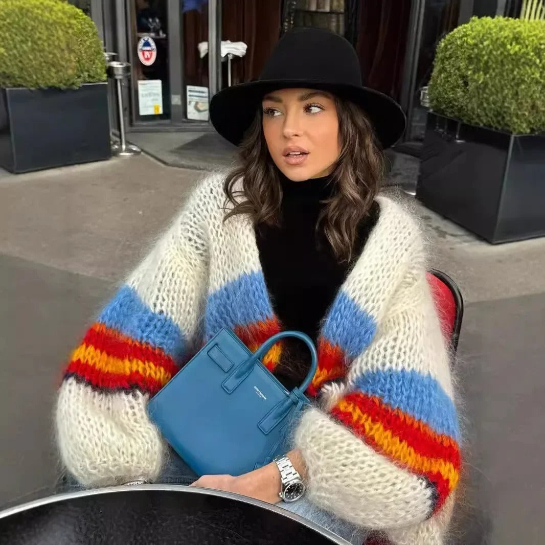 Cardigan Branco com Listras