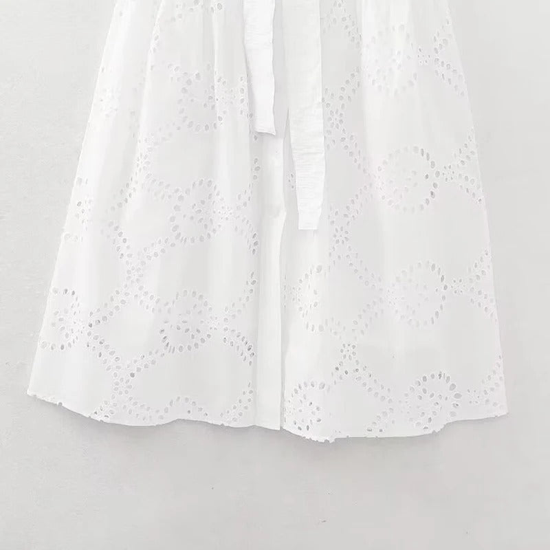 Vestido de Laise Branco Midi