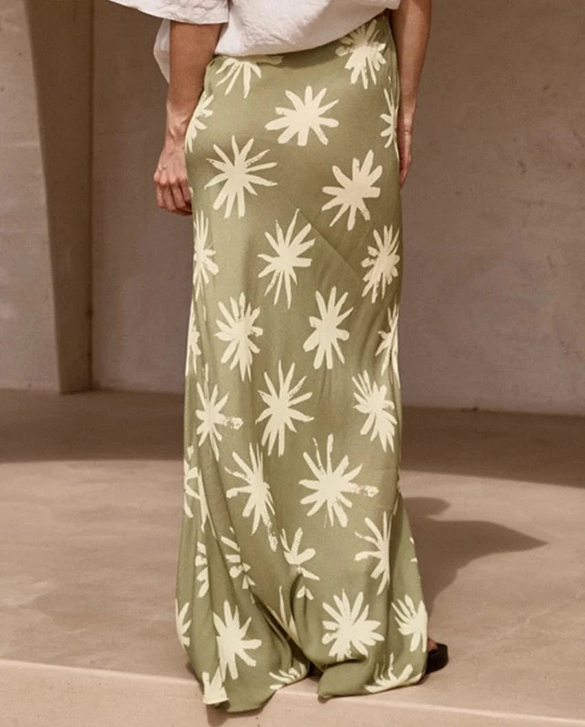 Clacive-Saia solta de cintura alta com estampa feminina, roupa feminina, moda casual elegante, estampa clássica, 2024