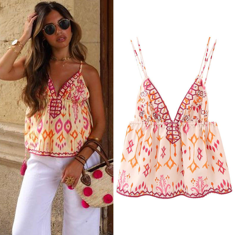 Blusa Regata Estampada com Alças Elegante