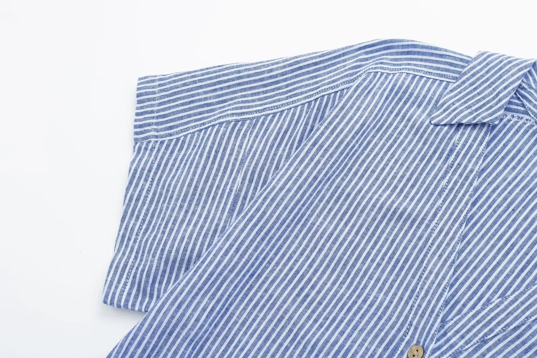 Macaquinho Feminino de Canhãmo Listrado Azul