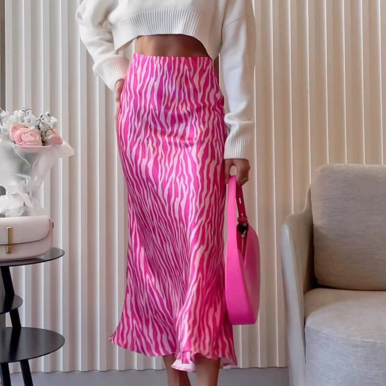 Saia Midi Bodycon Cintura Alta Estampa Animal Print