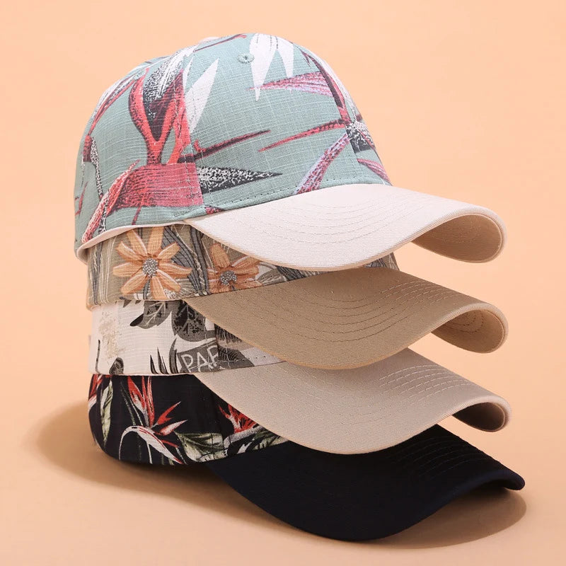 Flor impressão mulheres boné de beisebol feminino ajustável snapback chapéu verão moda ao ar livre sol viseiras senhoras gorro casquette gorras